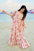 Elegant Multi Color Floral Rayon Long Gown – Summer Wear UK RTI