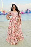 Elegant Multi Color Floral Rayon Long Gown – Summer Wear UK RTI