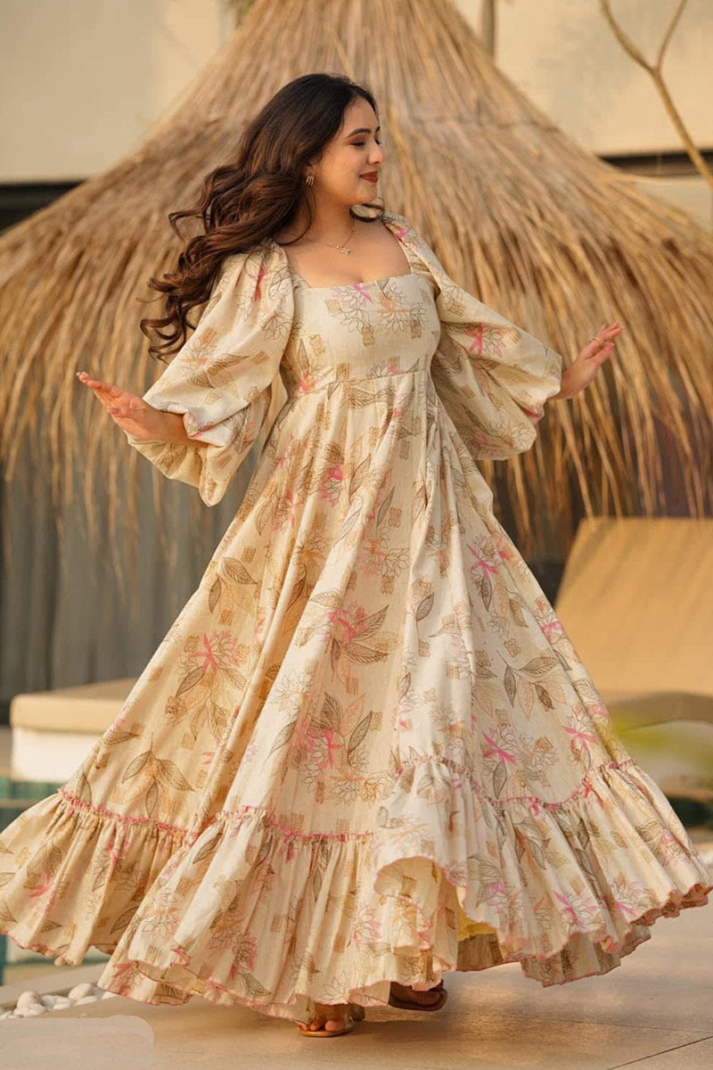 Elegant Multi Color Floral Printed Rayon Gown for Women – UK RTI
