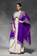 Purple Embroidered Indo-Western Lehenga Set | Festive Wear UK RTI