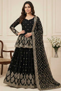 Elegant Black Lehenga with Silver Embroidery | Party Wear UK RTI