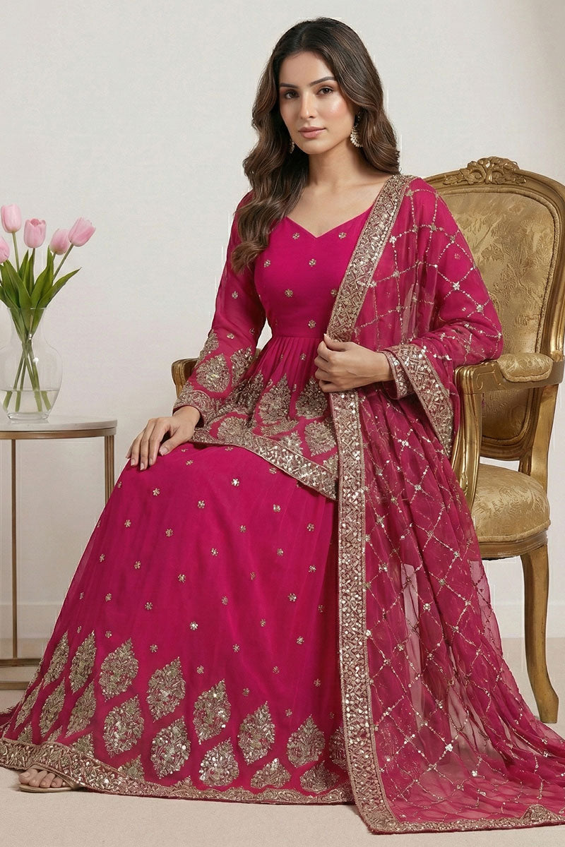 Luxury Rani Pink Embroidered Lehenga Set | Wedding & Party Wear UK RTI