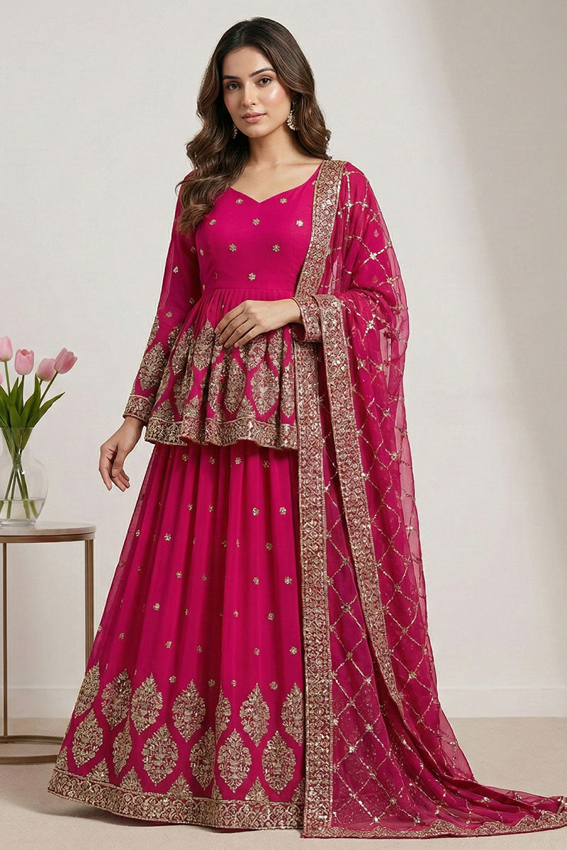 Luxury Rani Pink Embroidered Lehenga Set | Wedding & Party Wear UK RTI