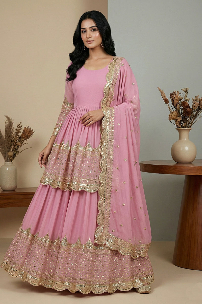 Pink Lehenga Set with Heavy Embroidery | Party Wear UK RTI