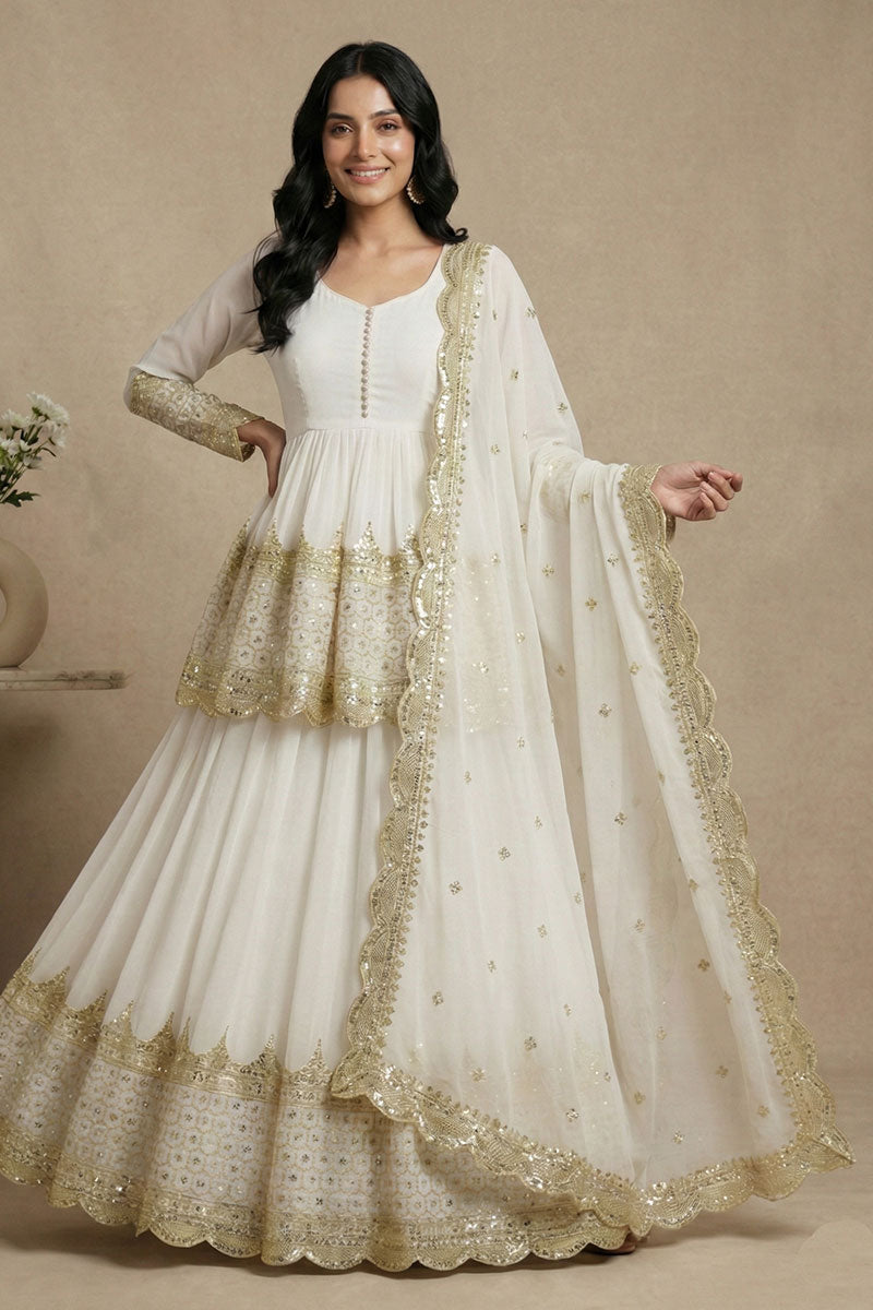 White Festive Embroidered Lehenga Set | UK Ethnic Wear RTI