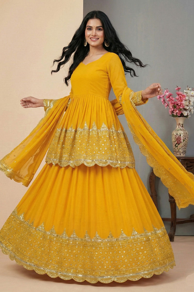 Elegant Yellow Embroidered Lehenga Set | Festive Wear UK RTI