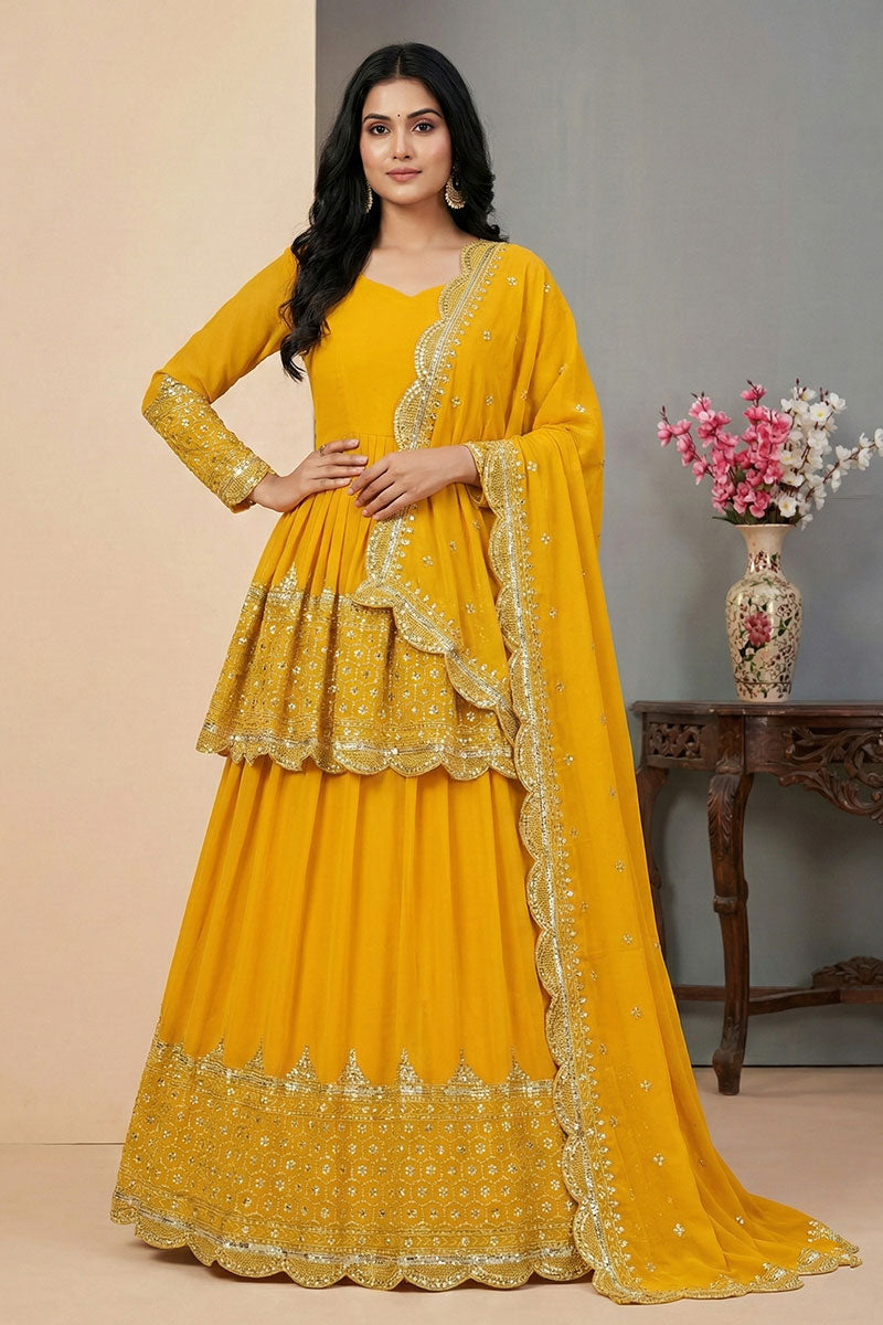 Elegant Yellow Embroidered Lehenga Set | Festive Wear UK RTI
