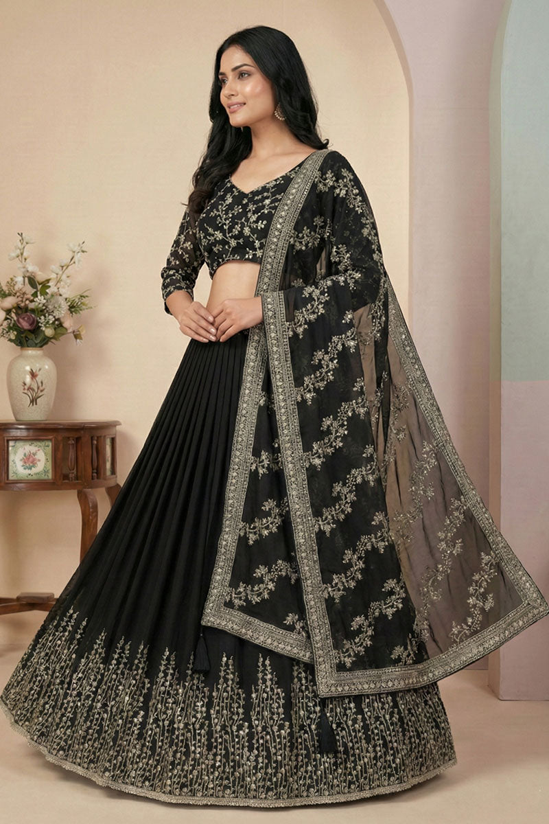 Classic Black Sequins Embroidered & Party Wear Lehenga Beats RTI