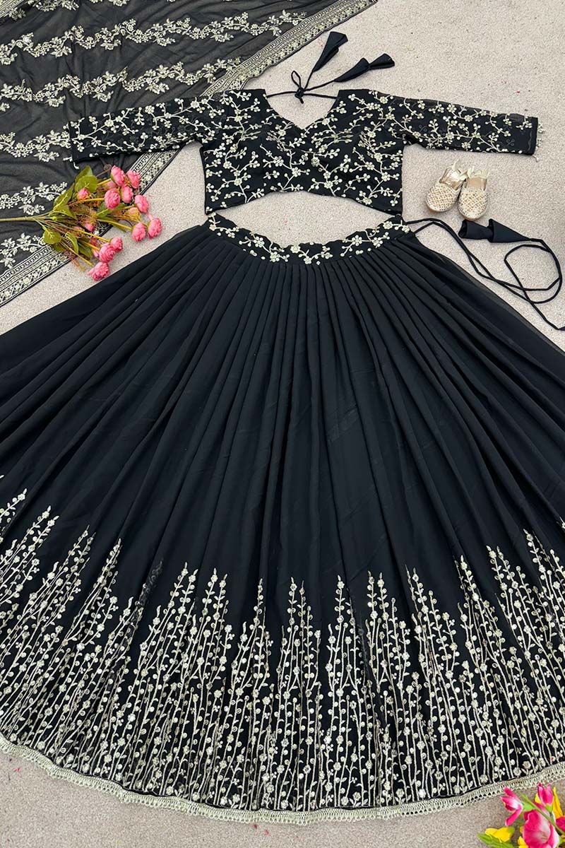 Classic Black Sequins Embroidered & Party Wear Lehenga Beats RTI