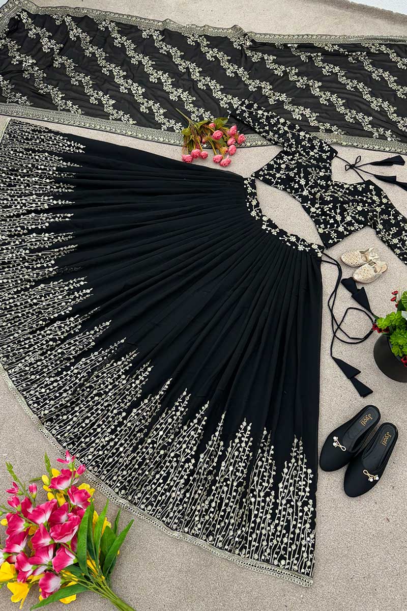 Classic Black Sequins Embroidered & Party Wear Lehenga Beats RTI