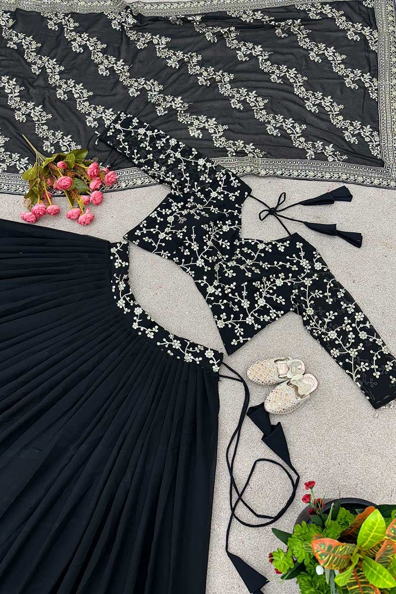 Classic Black Sequins Embroidered & Party Wear Lehenga Beats RTI