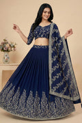 Floral Embroidered Festive Lehenga Set | Blue Designer Wear RTI