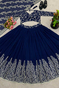 Floral Embroidered Festive Lehenga Set | Blue Designer Wear RTI