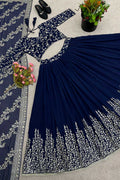 Floral Embroidered Festive Lehenga Set | Blue Designer Wear RTI