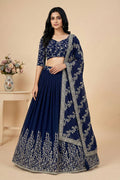 Floral Embroidered Festive Lehenga Set | Blue Designer Wear RTI