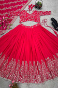 Rani Pink Embroidered Bliss: Curated Ethnic Moments | Lehenga Set RTI