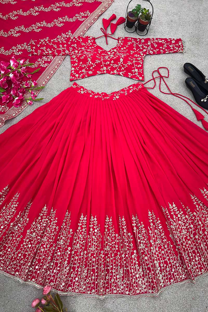 Rani Pink Embroidered Bliss: Curated Ethnic Moments | Lehenga Set RTI