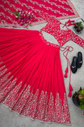 Rani Pink Embroidered Bliss: Curated Ethnic Moments | Lehenga Set RTI