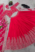 Rani Pink Embroidered Bliss: Curated Ethnic Moments | Lehenga Set RTI
