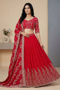 Rani Pink Embroidered Bliss: Curated Ethnic Moments | Lehenga Set RTI
