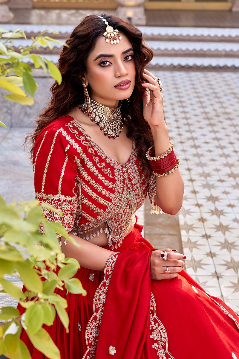 Red Royal Bridal Lehenga – Elegance Embroidered Inside RTI