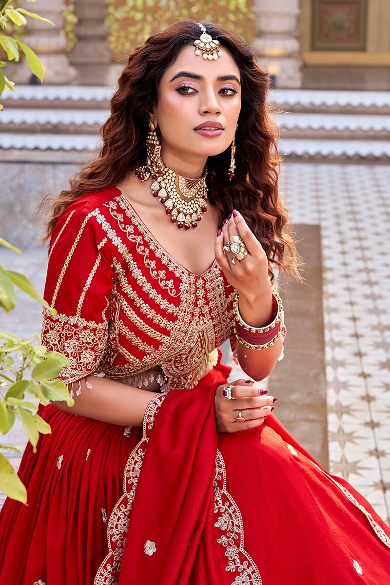 Red Royal Bridal Lehenga – Elegance Embroidered Inside RTI
