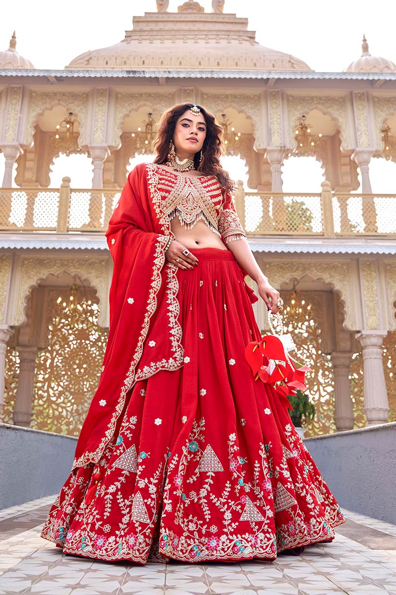 Red Royal Bridal Lehenga – Elegance Embroidered Inside RTI