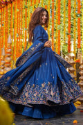 Trendy flowy Anarkali / traditional festive outfit in Teal Blue SOU