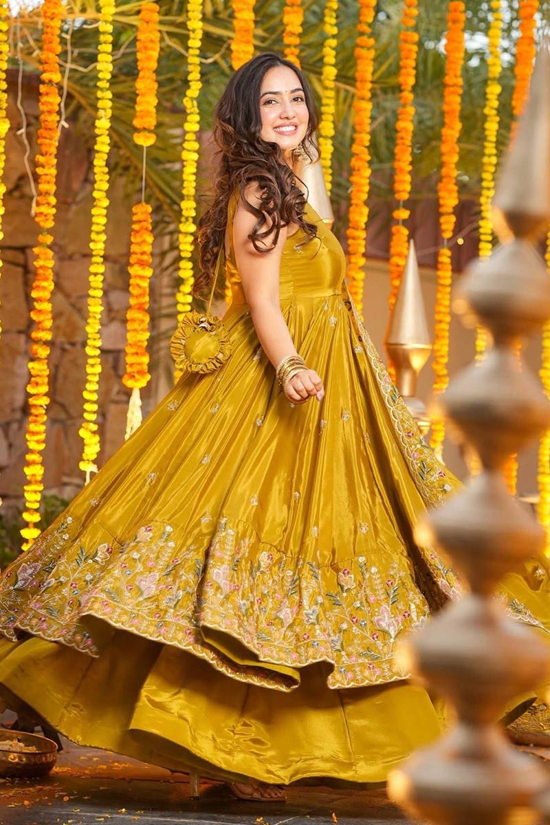 Premium quality Yellow Sequins Embroidered ethnic wear for women SOU