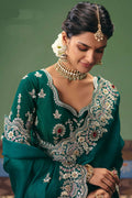 Teal Embroidered Saree UK | Designer Party Wear for Women RTI