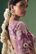 Designer Cream Saree UK | Silver Embroidery Wedding Outfit RTI