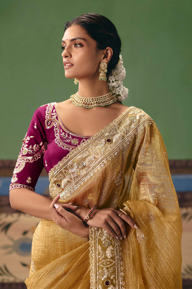 Beige Party Wear Saree UK | Designer Embroidery Saree for Women RTI