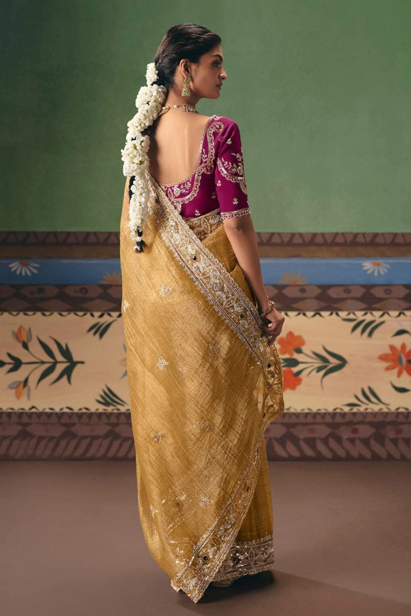 Beige Party Wear Saree UK | Designer Embroidery Saree for Women RTI