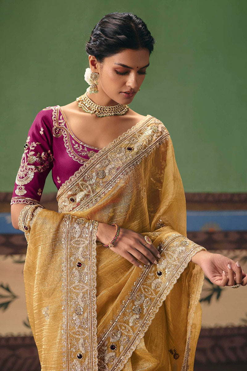 Beige Party Wear Saree UK | Designer Embroidery Saree for Women RTI