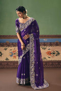 Purple Exclusive Indian Wedding Saree UK | Luxury Embellished Draping RTI