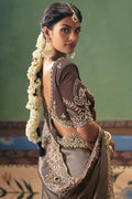 Premium Brown Festive Saree UK | Embellished Border & Pallu RTI