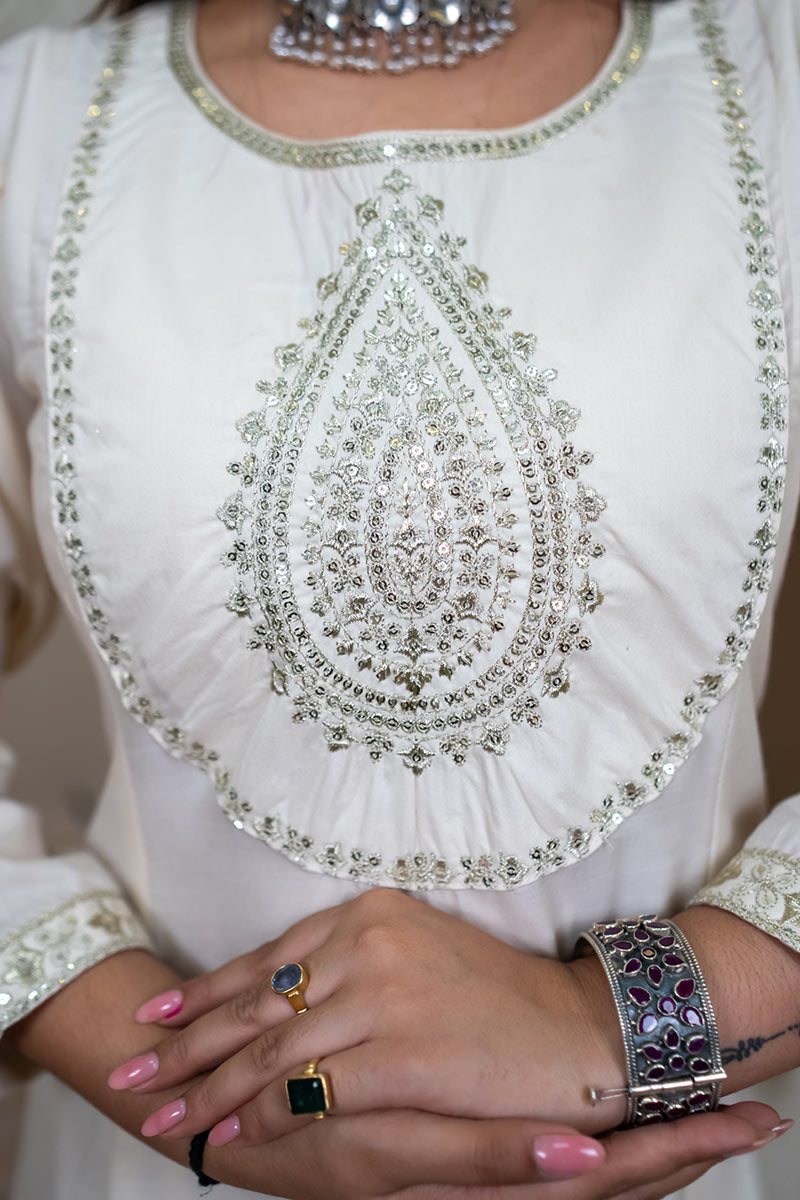 White Traditional Suit Set with Dupatta – Women’s Asian Clothing RTI