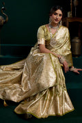 Gold Wedding Saree UK | Satin silk Brocade Festive Drapes RTI