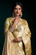 Gold Wedding Saree UK | Satin silk Brocade Festive Drapes RTI