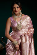 Elegant Lavender Satin Silk Saree UK | Traditional Wedding & Party Wear RTI