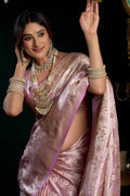 Elegant Lavender Satin Silk Saree UK | Traditional Wedding & Party Wear RTI