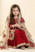 Maroon Floral Embroidery Kids Outfit UK | Designer Festive Wear for Girls RTI