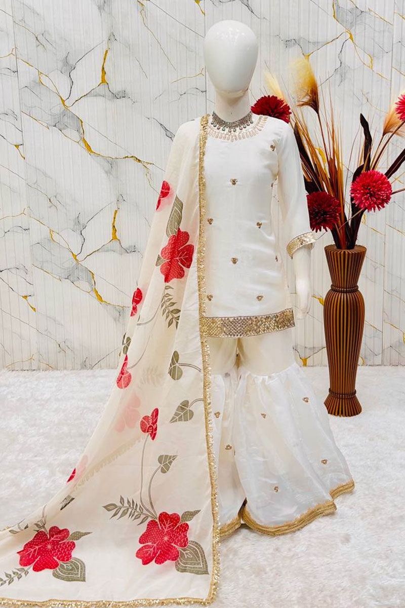 Off White Kids Eid Outfit UK | Designer Embroidery Dress for Girls RTI