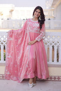 Pink Embroidered Anarkali Dress UK | Elegant Festive Ethnic Gown with Dupatta PR