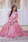 Pink Embroidered Anarkali Dress UK | Elegant Festive Ethnic Gown with Dupatta PR