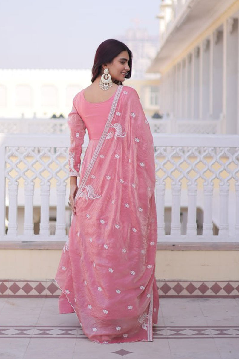 Pink Embroidered Anarkali Dress UK | Elegant Festive Ethnic Gown with Dupatta PR