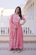 Pink Embroidered Anarkali Dress UK | Elegant Festive Ethnic Gown with Dupatta PR
