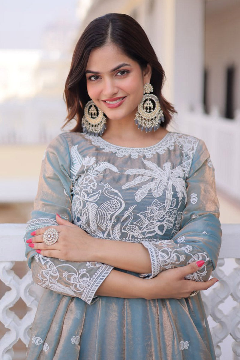 Pink Embroidered Anarkali Dress UK | Elegant Festive Ethnic Gown with Dupatta PR