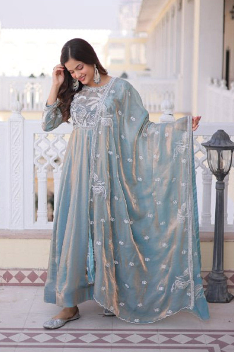Pink Embroidered Anarkali Dress UK | Elegant Festive Ethnic Gown with Dupatta PR