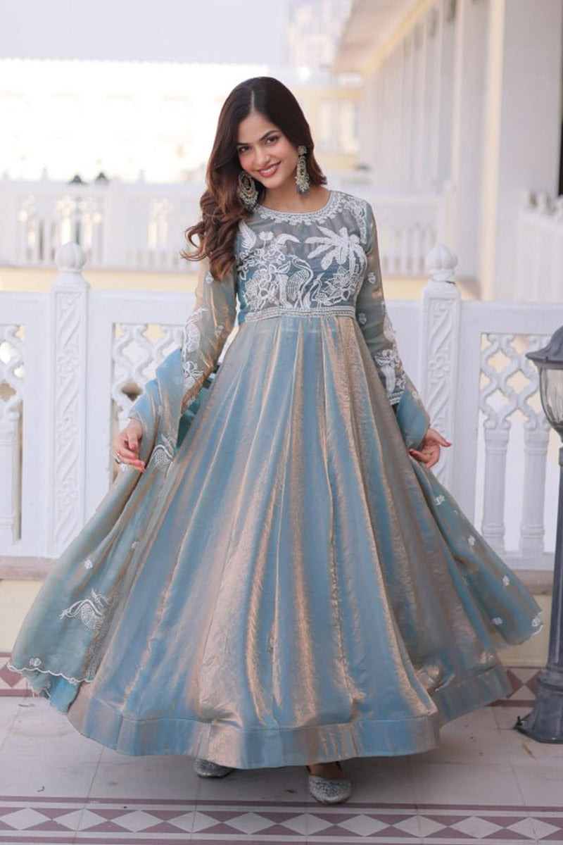 Pink Embroidered Anarkali Dress UK | Elegant Festive Ethnic Gown with Dupatta PR